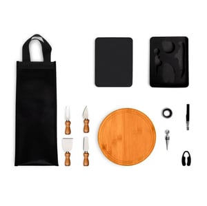 Kit Queijo E Vinho Com Espaço Para Garrafa - 11 Peças