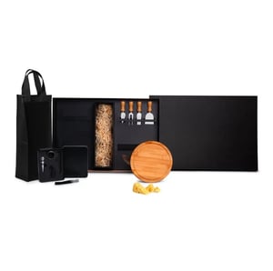 Kit Queijo E Vinho Com Espaço Para Garrafa - 11 Peças