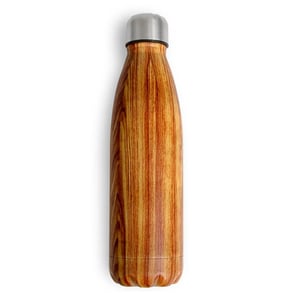 Garrafa Com Tampa em Aço Inox - Amadeirado - 750Ml