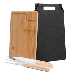 Conj. para Churrasco em Bambu / Inox / Madeira - 3 Peças