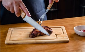 Conj. para Churrasco em Bambu / Inox / Madeira - 3 Peças