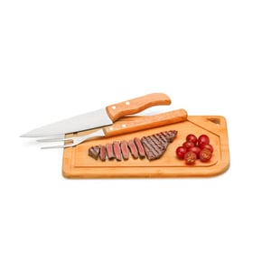 Conj. para Churrasco em Bambu / Inox / Madeira - 3 Peças