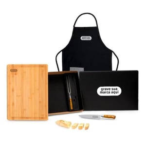 Conj. Para Churrasco Premium em Bambu / Madeira / Inox - 4 Peças