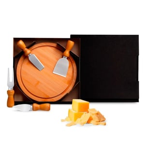 Conj. para Queijo em Bambu / Madeira / Inox - 5 Peças