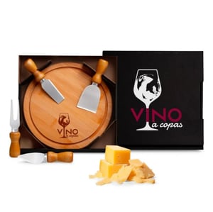 Conj. para Queijo em Bambu / Madeira / Inox - 5 Peças