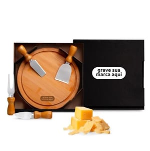 Conj. para Queijo em Bambu / Madeira / Inox - 5 Peças