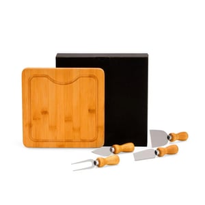 Conj. para Queijo em Bambu / Madeira / Inox - 5 Peças