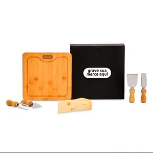 Conj. para Queijo em Bambu / Madeira / Inox - 5 Peças