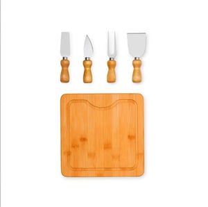 Conj. para Queijo em Bambu / Madeira / Inox - 5 Peças