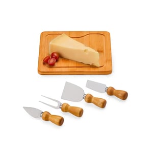 Conj. para Queijo em Bambu / Madeira / Inox - 5 Peças