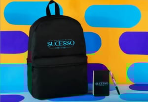 Conjunto Mochila, Bloco e Caneta - 3 Peças