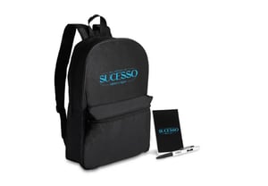 Conjunto Mochila, Bloco e Caneta - 3 Peças