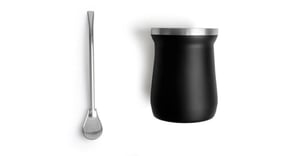 Cuia Térmica em Aço Inox com Bomba - Preto - 300ml