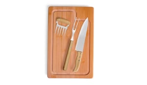 Kit CHURRASCO - Em Bambu / Madeira / Inox - 4 Peças