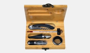 Kit Vinho com Estojo Em Bambu - 6 Pçs