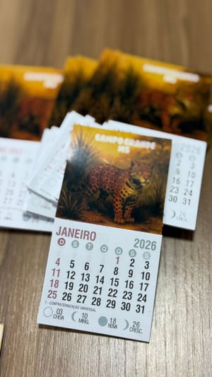 Calendário 2026 - Imã de Geladeira