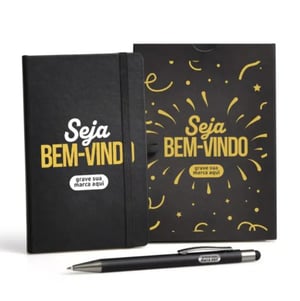 Caderneta P/ Anotações Com Caneta - Preta