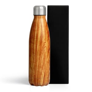 Garrafa Com Tampa em Aço Inox - Amadeirado - 750Ml