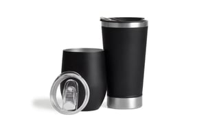 Kit De Copos Térmicos Em Aço Inox - 340Ml / 500Ml - Preto - 2 Pçs