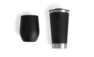 Kit De Copos Térmicos Em Aço Inox - 340Ml / 500Ml - Preto - 2 Pçs