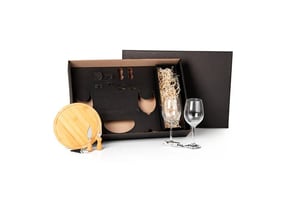 Kit Queijo E Vinho Com Espaço Para Garrafa - 7 Pçs