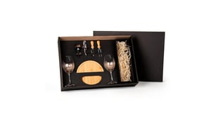 Kit Queijo E Vinho Com Espaço Para Garrafa - 7 Pçs