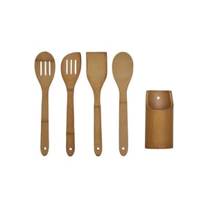 Conjunto De Utensílios Em Bambu - 5 Pçs
