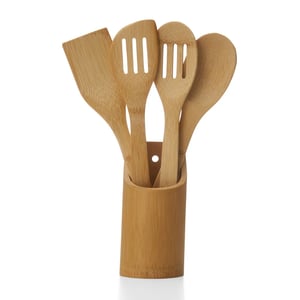 Conjunto De Utensílios Em Bambu - 5 Pçs