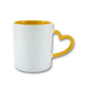 Caneca Branca 325ml Interna e Alça Coração Colorido      