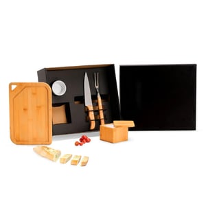 Kit para Churrasco em Bambu / Madeira / Inox - 5 Peças      