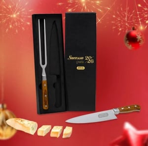 Conj. Faca e Garfo Premium em Madeira / Inox - 2 Peças      