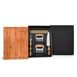 Kit Para Churrasco Em Bambu / Madeira / Inox - 5 Pçs      Pedido mínimo de 8 peças