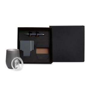 Kit Copo Térmico e Acessórios - Cinza - 3 Peças      Pedido mínimo de 15 peças