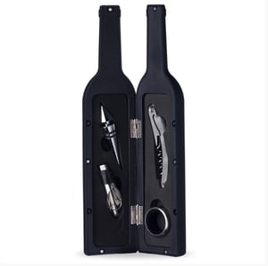 KIT VINHO PLÁSTICO RESISTENTE 4 PEÇAS FORMATO GARRAFA