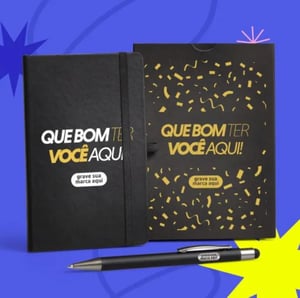 Caderneta P/ Anotações Com Caneta - Preta      Pedido mínimo de 60 peças