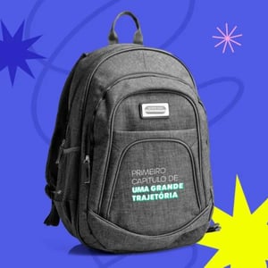 Mochila Em Poliéster 300D - Melange Cinza      Pedido mínimo de 10 peças