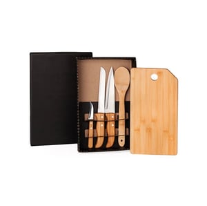 Kit Para Cozinha/Pão Em Bambu/Inox- 5 Pçs      Pedido mínimo de 15 peças