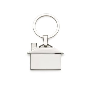 Chaveiro Metal Formato Casa Chaveiro metal brilhante formato casa, frente e verso da chapa liso. (CxL):  7,6cm x 4,9cm    