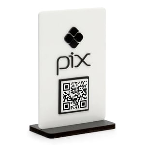Placa 1 Qr code  Altura 22cm | Largura 16cm | Pé de Apoio Comprimento 20cm | Pé de Apoio Largura 5cm    