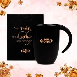 Caneca Em Cerâmica - 350ml Cerâmica Preta Embalagem: Caixa preta 151x103x99 mm (AxLxP)    Pedido mínimo de 50 peças