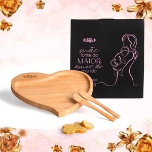 Petisqueira Em Bambu Com Formato De Coração Com Espátulas Bambu 23x21x1,7cm    Pedido mínimo de 30 peças