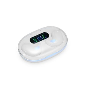 Fone de Ouvido Bluetooth com Case Carregador Estrutura leve e compacta em plástico Largura: 4,2cm  Comprimento: 6,5cm  Espessura: 2,3cm    