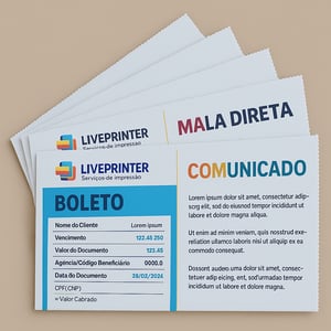 Boleto Comunicado  e Mala Direta Colorido --- Laser --- Impressão e Envelopamento de Cobranças Sulfite 75gr 21x29.7 4x4 - Frente e Verso  Dobra + Serrilha + Cola Impressão Laser