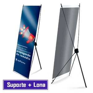 X Banner | Lona + Suporte | 60x160cm Lona Fosca 380g 60x160cm 4x0 - Só Frente   