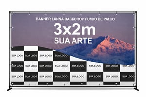 Painel Banner Backdrop Eventos Aniversários - 3x2m  - Com Ilhós / Sem Estrutura Lona 440gr 3 x 2 metros 4x0 - Só Frente  Bainha e Ilhós Impressão Digital Eco Solvente