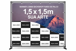 Painel Banner Backdrop Eventos Aniversários - 1,5x1,5m  - Com Ilhós / Sem Estrutura Lona 440gr 1,5 x 1,5 metros 4x0 - Só Frente  Bainha e Ilhós 