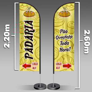 Wind Banner | Modelo Faca | 260x70cm Tecido Oxford 260x70cm 4x4 - Frente e Verso  Costura Sublimação