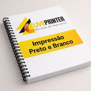 Apostila Preto e Branco Simples | até 850 páginas  | Live Printer Niterói Sulfite 75gr A4 1/1  Preto e Branco Frente e Verso  Encadernação Espiral 