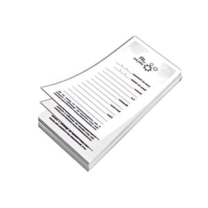 Bloco 100 folhas com 1 Via | 10x21cm Sulfite 75gr 10x21cm 1/0 - Preto  Corte Reto + Blocagem Impressão Preto e Branco