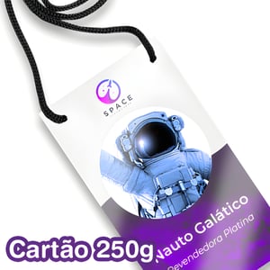 Credencial em Papel com Cordão | 250g | 10x15cm | UV 1/0 Cartão DuoDesign 250g/m² 10x15cm 4x0 - Só Frente  2 Furos + Cordão de Nylon 
